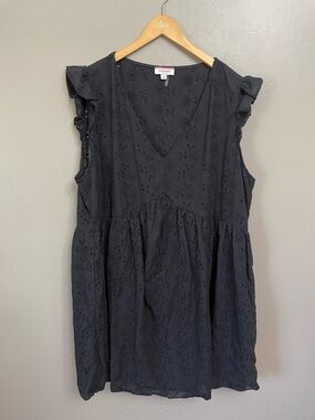 Andree by Unit women’s 2X Eyelet Blouse cotton comfy black